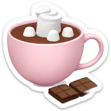 Light Pink mug of hot chocolate with marshmallows  sticker