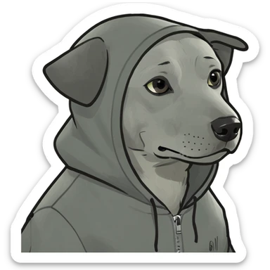 Chill grey dog in a hoodie  sticker