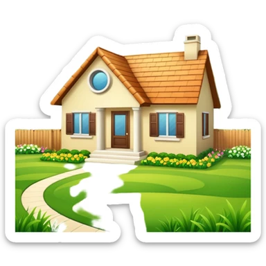 a home which has garden like and the home has slack emoji, sticker