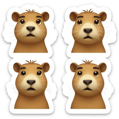 set of emoji with kapibara in diferent mood sticker