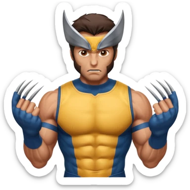 Make a brown-eyed man in a wolverine costume who wonders? sticker