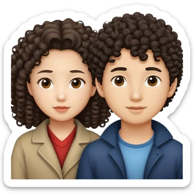 asian girl with glassed curly hair boy  sticker