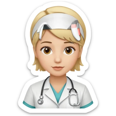 Hot nurse blonde wild short hair, Brown-blonde highlights 
 sticker