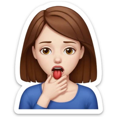 woman with brown hair choking herself out sticker