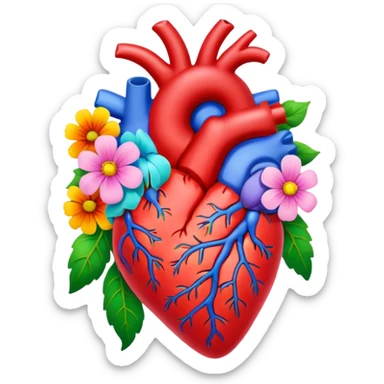 Anatomical hart with flowers sticker