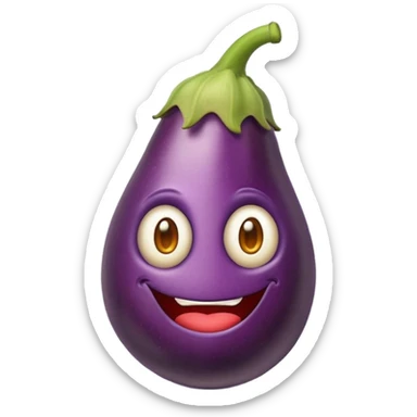 Freaky emoji with egg plant  sticker