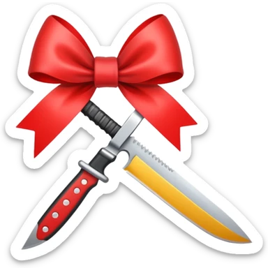 knife tied with a bow sticker