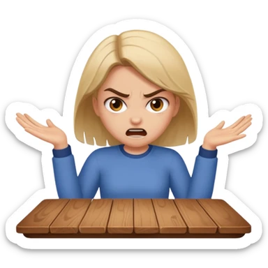 girl flipping table over angrily sticker
