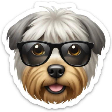 Dog with a wig and sunglasses sticker
