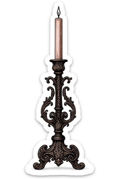 black and pink ornate candlestick sticker