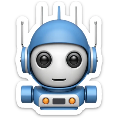 tête de robot cosmonaute bleu et blanc avec une antenne sticker