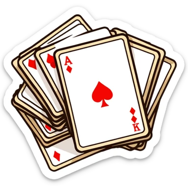 Canasta card game with discard pile and draw pile sticker