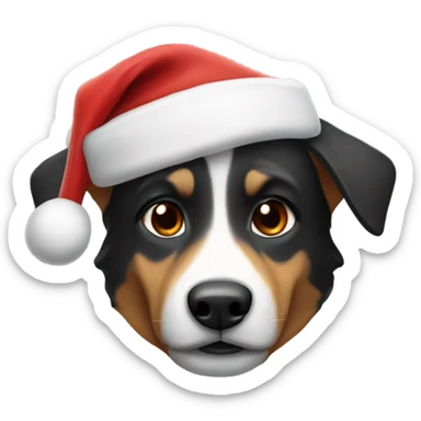 australia shepard with santa hat sticker