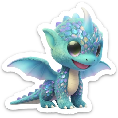P moe meow meow cute fuzzy realistic Randomly-faerie-drake exotic Fakémon-creature sticker