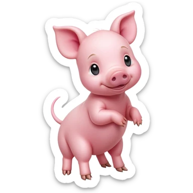 cinematic-[realistic piglet]-realistic-full-body-standing-emoji,-tail-flicking-lazily,-head-tilted-dramatically,-sleek-[pink]-skin,-simplified-yet-realistic-focused-features,-highly-detailed,-glowing-with-an-almost-sarcastic-glow sticker