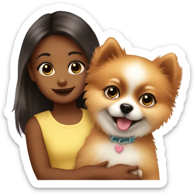 Baby girl and Pomeranian dog  sticker