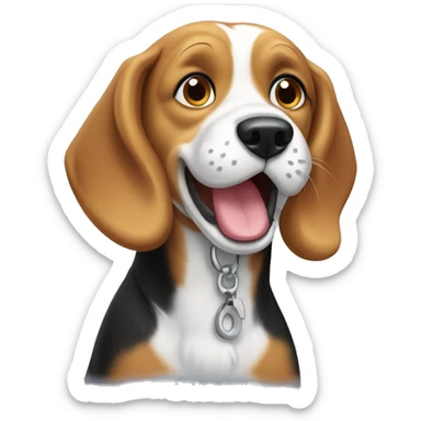 Beagle with parka and ruff incessantly barking sticker