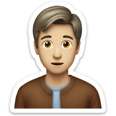 Drawing of a boy with no head. Where his head should be is a giant kidney bean. sticker