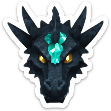 Minecraft Glitter Black Dragon Head With Diamond Horn sticker