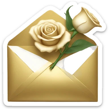 Elegant gold Envelope with a white rose sticker