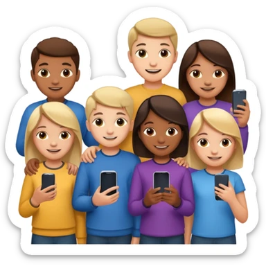 grupo de niños de 12 años con mobiles sticker