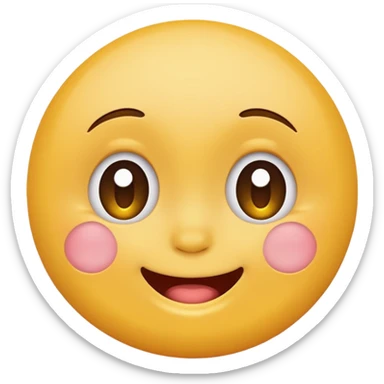 Emoji, yellow round smiling face, pronounced shame sticker