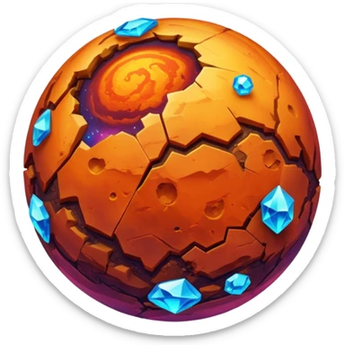 mars planet, surface covered in glowing crystals  sticker