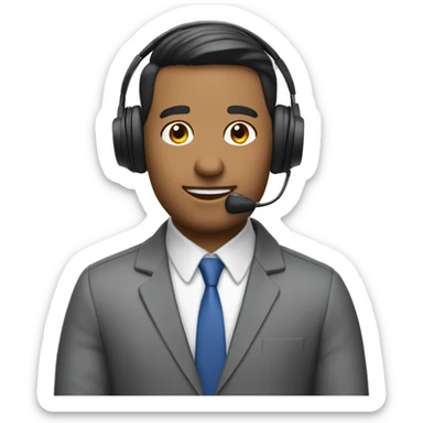 hotline consultant with headphones with microphone sticker