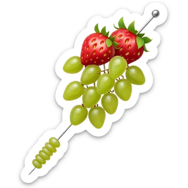 A tanghulu skewer of green grapes and strawberries sticker