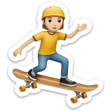 Persona hecha de palitos sobre un skate también hechos de palitos y que sea muy minimalista  sticker