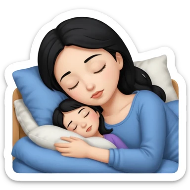 Sleeping black haired girl sticker