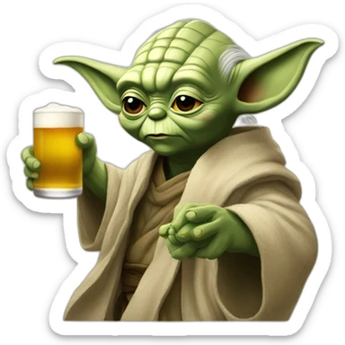 Yoda drinking tow beers sticker