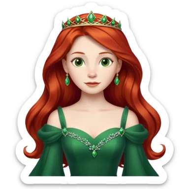 Princess Fiona human form, long red hair, elegant gown sticker