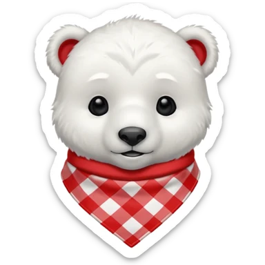 baby polar bear wearing a red and white checkered Neckerchief sticker