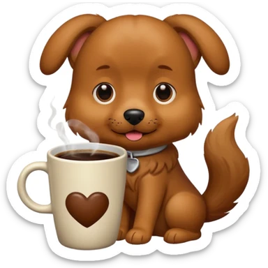Dog with a cup of coffee sticker