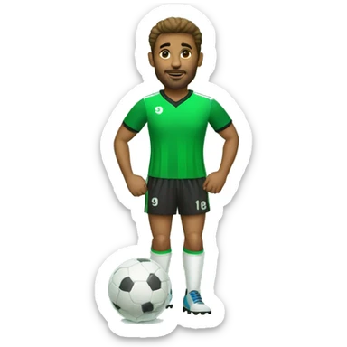 futbolista con balón pies y camiseta verde sticker