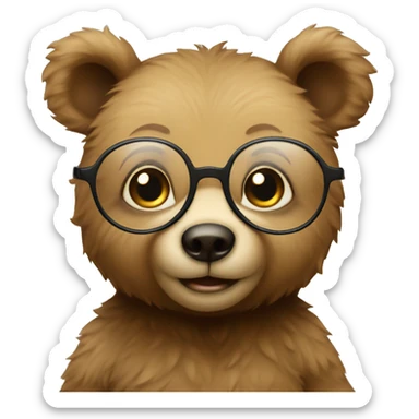 cute baby bear wearing glasses sticker