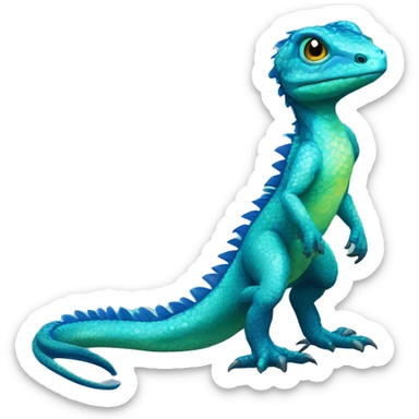 Cyan Shiny Lizard-Reptile-Raptor-Fakémon with dark-blue patterns Full Body sticker