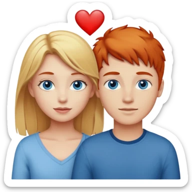 Blonde pretty girl with blue eyes, and taller red haired boy in love with each other sticker