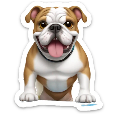 English bulldog on surf board sticker