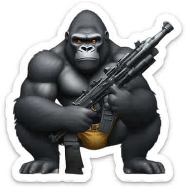 Big Buff Gorilla holding an M13 gun sticker