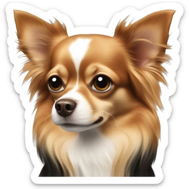 long haired chihuahua brown and red and black sticker
