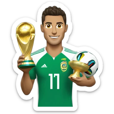 Cristiano avec meoussi et le trophée de la Coupe du monde sticker