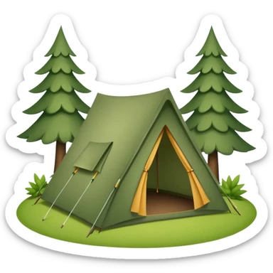 simple camping tent in forest sticker