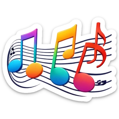 music beats with sound waves and musical notes sticker