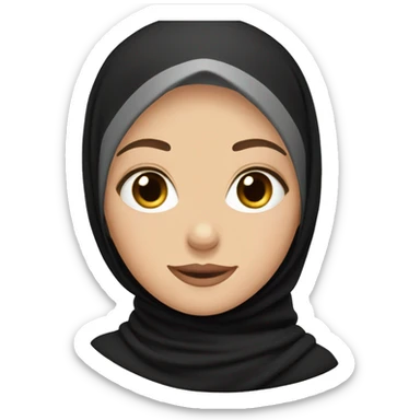 Caucasian girl with full black hijab sticker