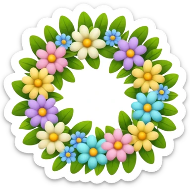 flower easter wreath, made exactly in a shape of an egg sticker