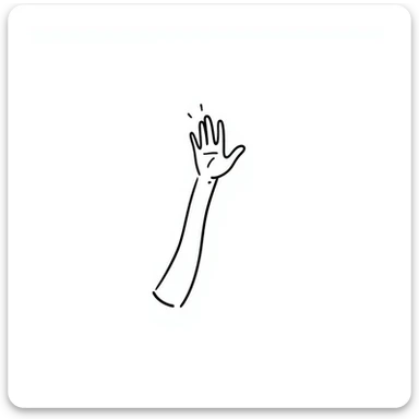 mano saludando con líneas dinámicas, estilo doodle sticker