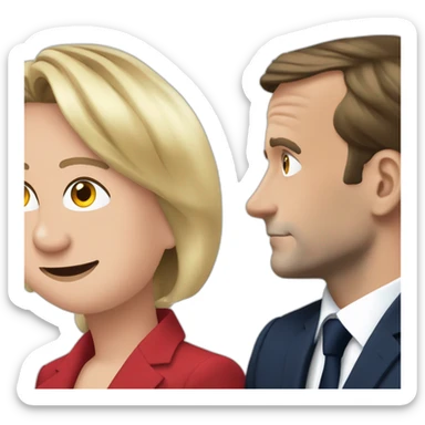 Emmanuel Macron qui embrasse Marine Lepen sticker