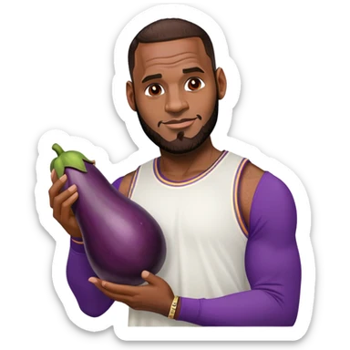 Lebron with an eggplant sticker